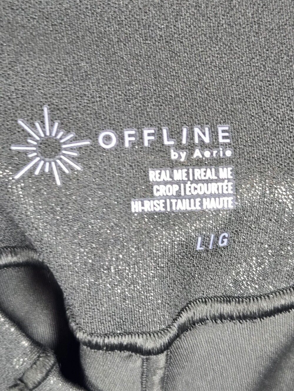 NEW Aerie Offline Real Me Crop Leggings Size Large Liquid Shine Metallic Green - Picture 2 of 12